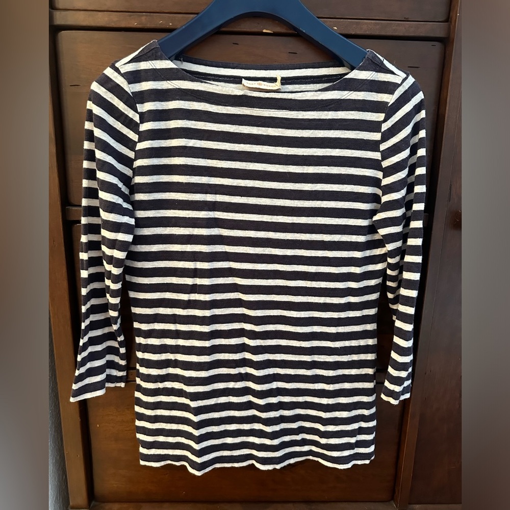 Tory Burch Linen top, Navy/White, size L